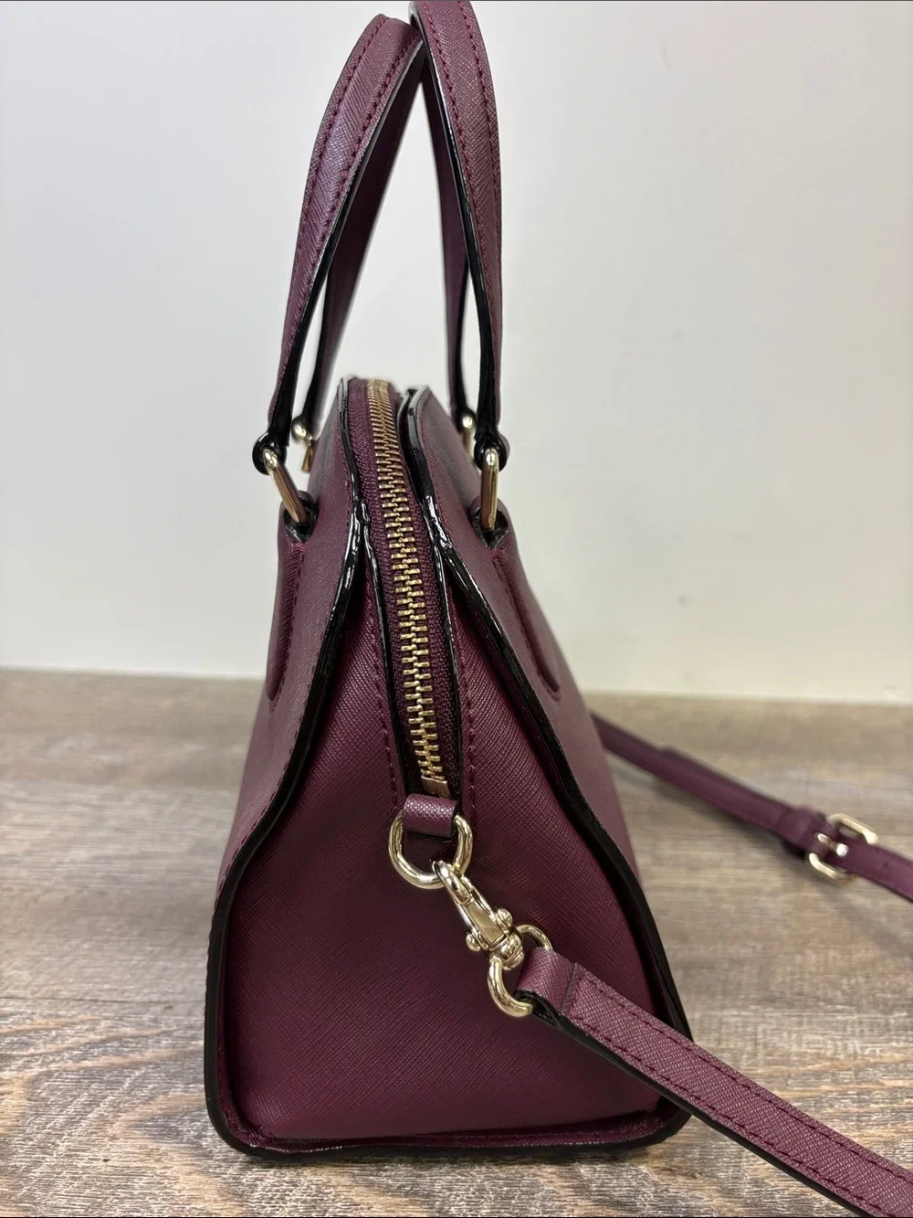 Kate Spade New York Burgundy Saffiano Satchel Crossbody Bag + Wallet Set